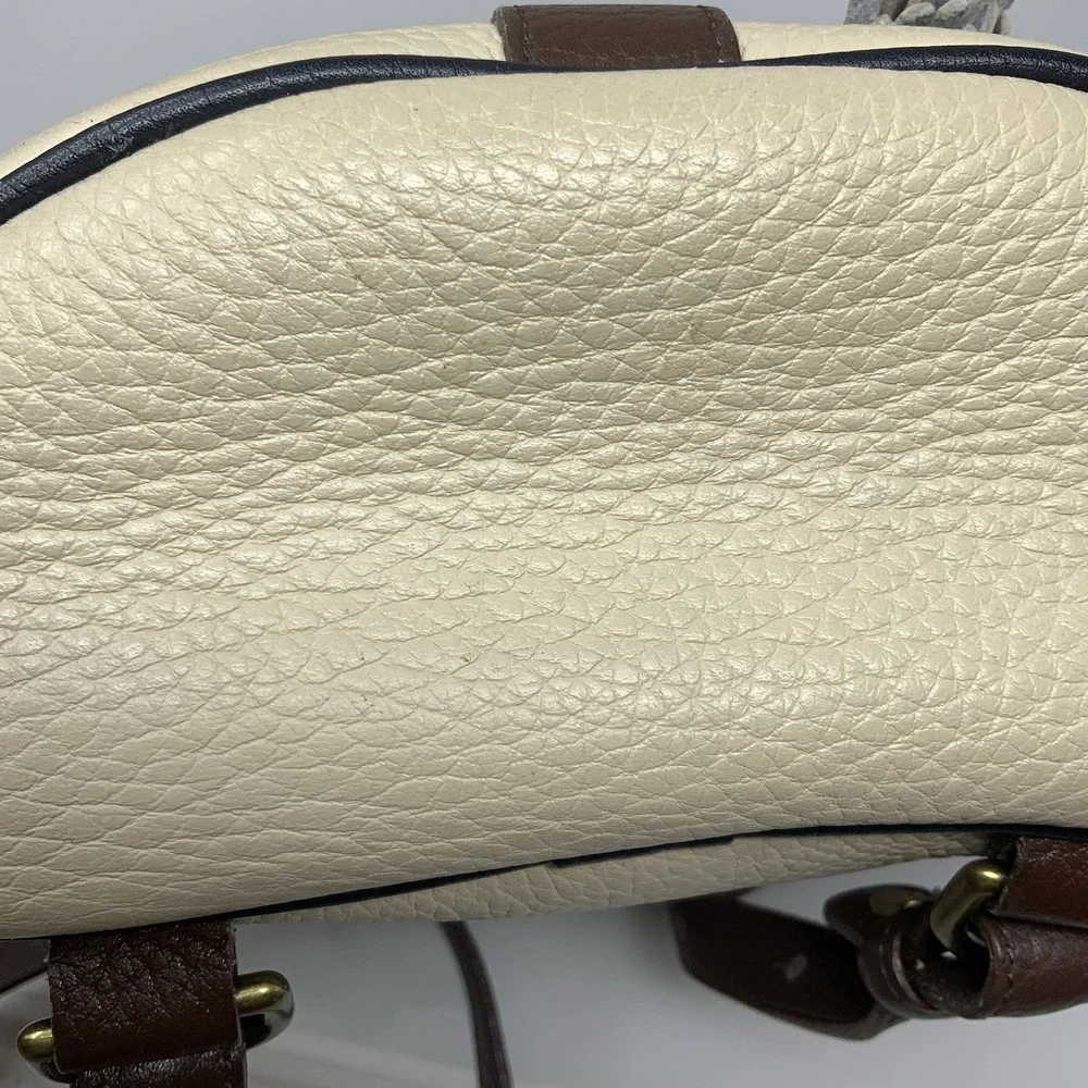 Vintage Dooney & Bourke Teton Cream & Brown Pebbled Leather‎ Backpack Rare USA